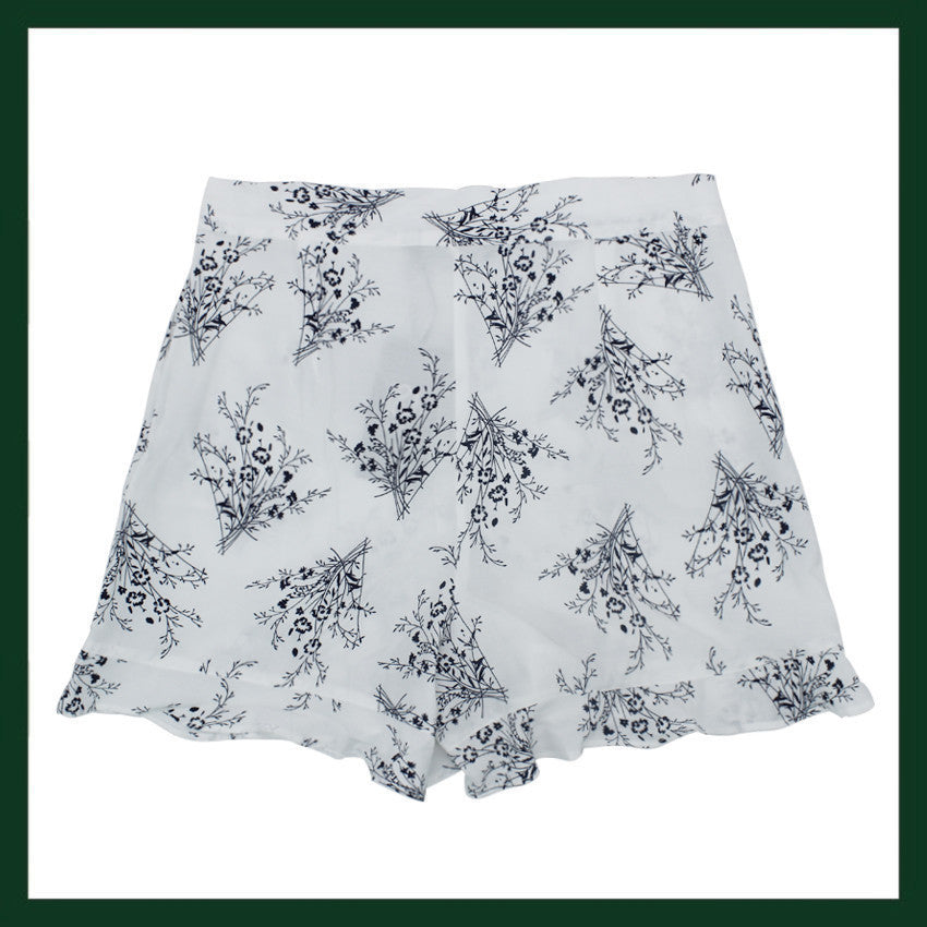 Megan ladies printed shorts ( white )