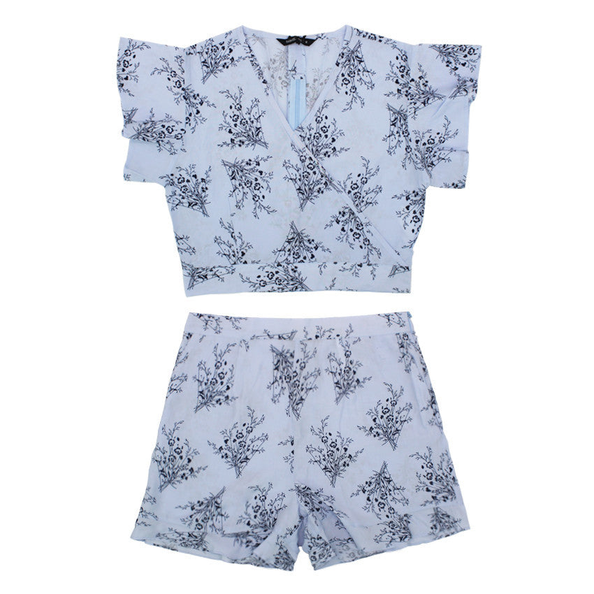 Megan ladies printed shorts ( blue )