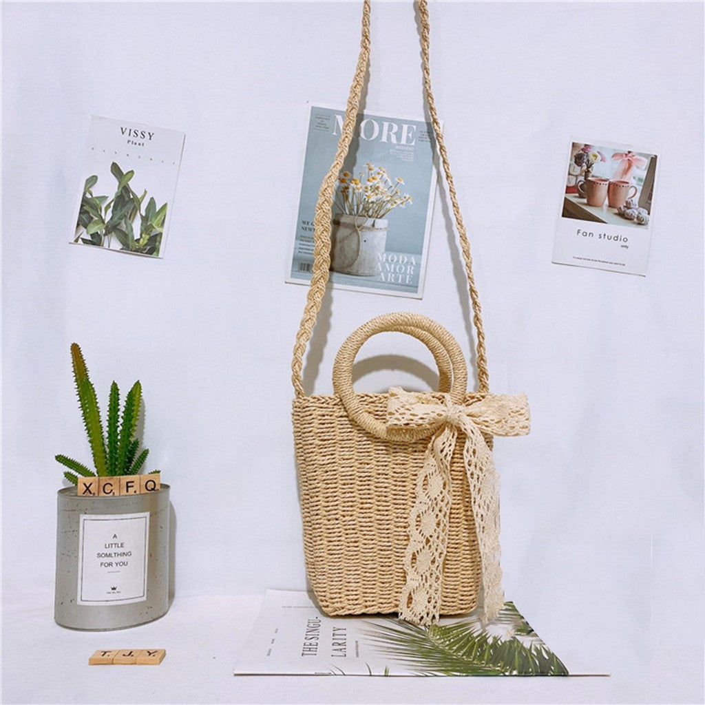 Mini Straw Crossbody Bag Summer Straw Handbag Bohemian SD1-Crm