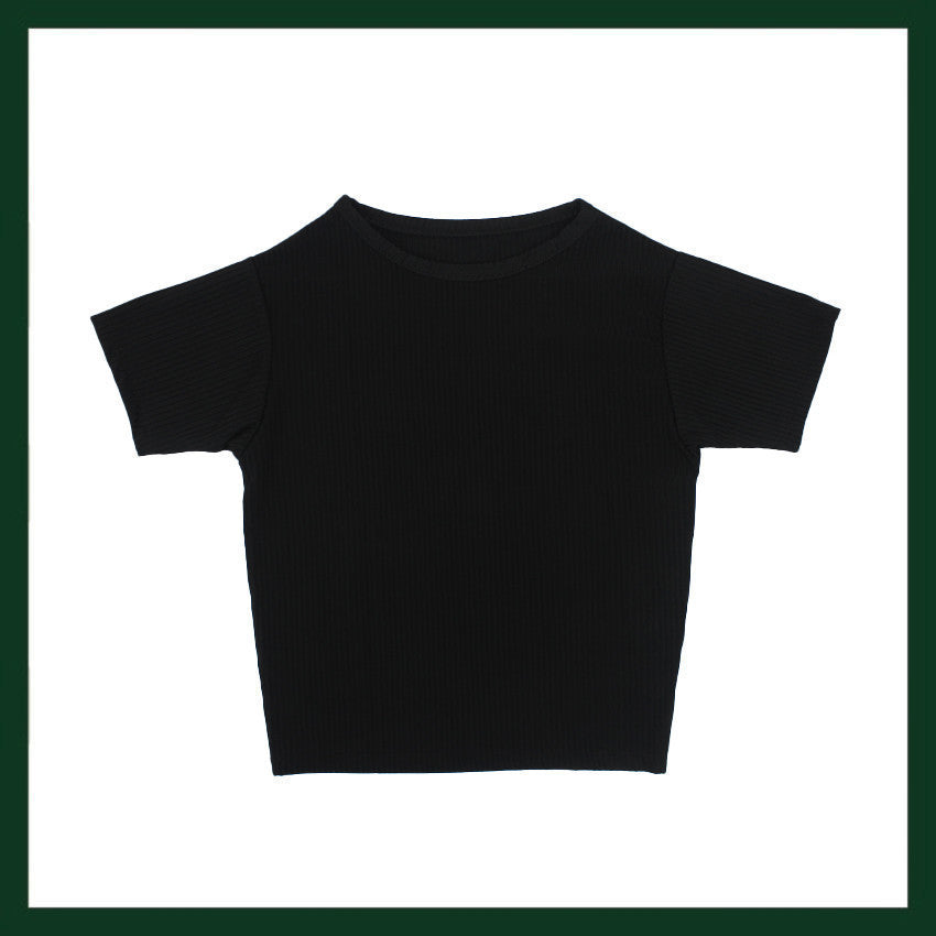 Fashion rib crop top tees