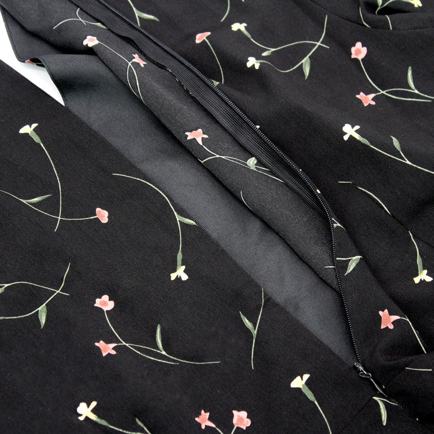 ladies black printed dress
