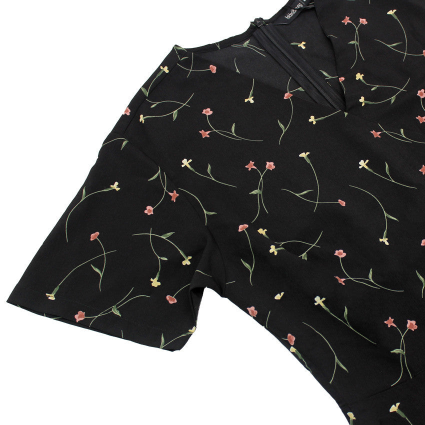 ladies black printed dress