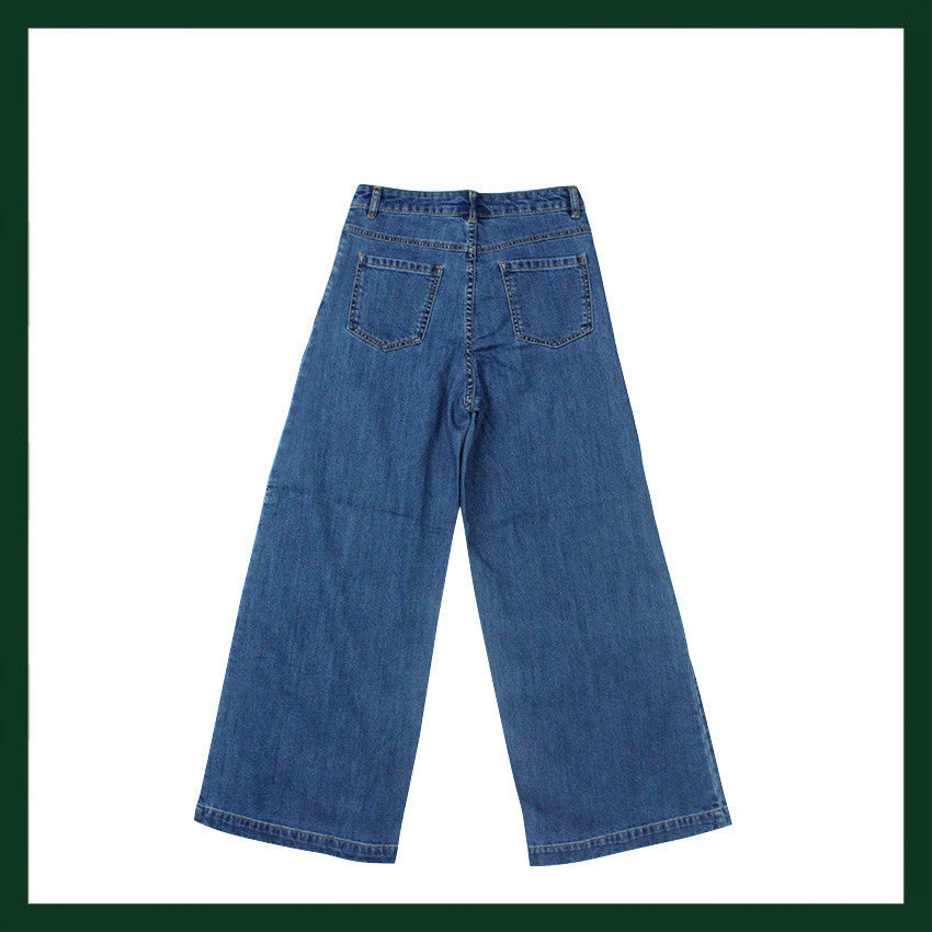 denim wide leg pants for Ladies