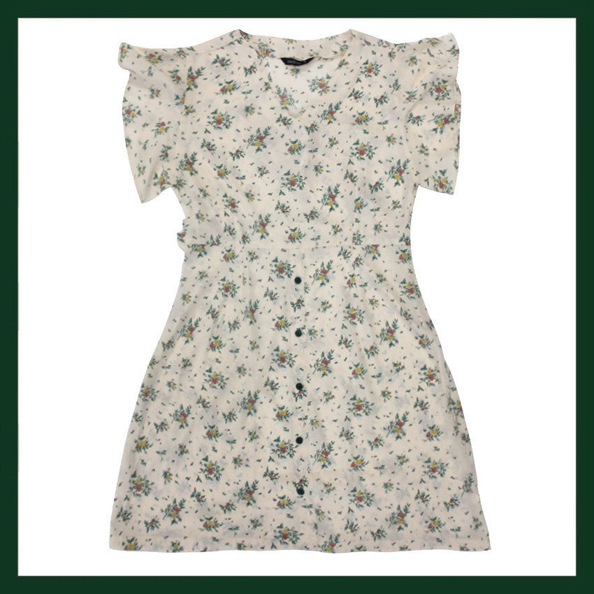 Ladies printed cream dress