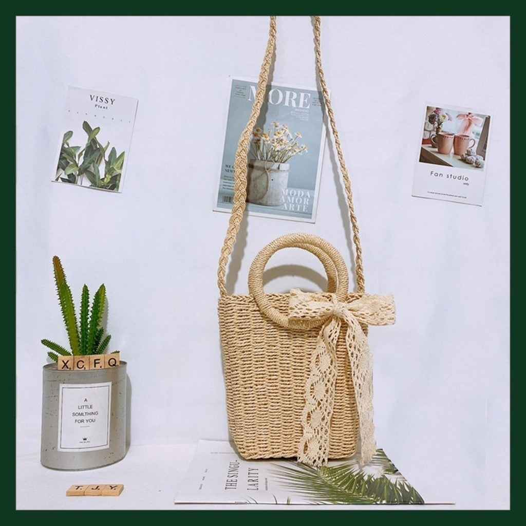 Mini Straw Crossbody Bag Summer Straw Handbag Bohemian SD1-Crm